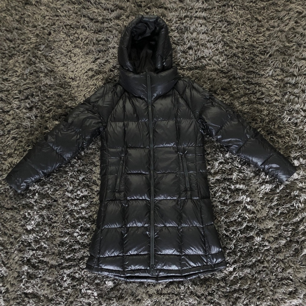 North Face Black Down Filled Mid Length Puffy Winter Coat Size S